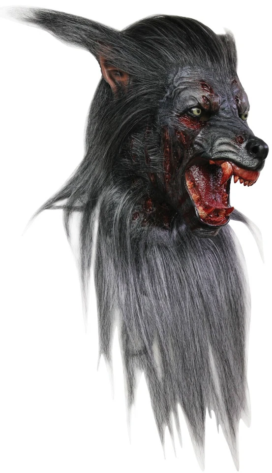 Halloween GROWLING BLACK WOLF Adult Latex Deluxe Mask Ghoulish Productions  - Image 1 of 1