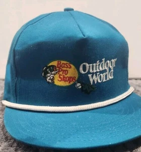 Vintage Bass Pro Shop Rope Trucker Hat - Strapback - Teal - MADE IN USA - Picture 1 of 6