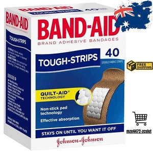 Band-Aid Tough-Strips 40 Pack Sterile Fabric Brand Adhesive Bandages Absorption. - Picture 1 of 5