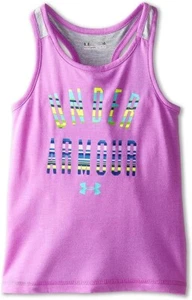 Under Armour Kids Girls UA Racerback, Exotic Bloom/True Grey Size 5 - Picture 1 of 2