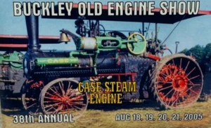 2005 Buckley Michigan Old Engine Show 2x3 Button Case Steam Engine 38th Annual  - Picture 1 of 3