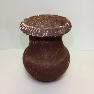 Vintage Keramik Vase Handarbeit nahöstlich Tontopf braun klein Wohndeko - Bild 1 von 7