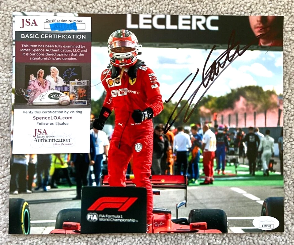 CHARLES LECLERC SIGNED 8X10 PHOTO FERRARI FORMULA ONE F1 2023 VICTORY 16 JSA a - Image 1 of 1