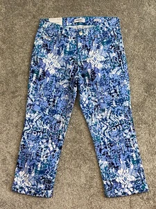 $60 NWT Nine West Women's Stretch Relaxed Leg Chrystie Capri Pants Blue Sz 4-16 - Picture 1 of 11