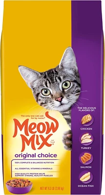 Comida seca para gatos Meow Mix Original Choice, 6,3 lb. Bolso Foto 1 de 4