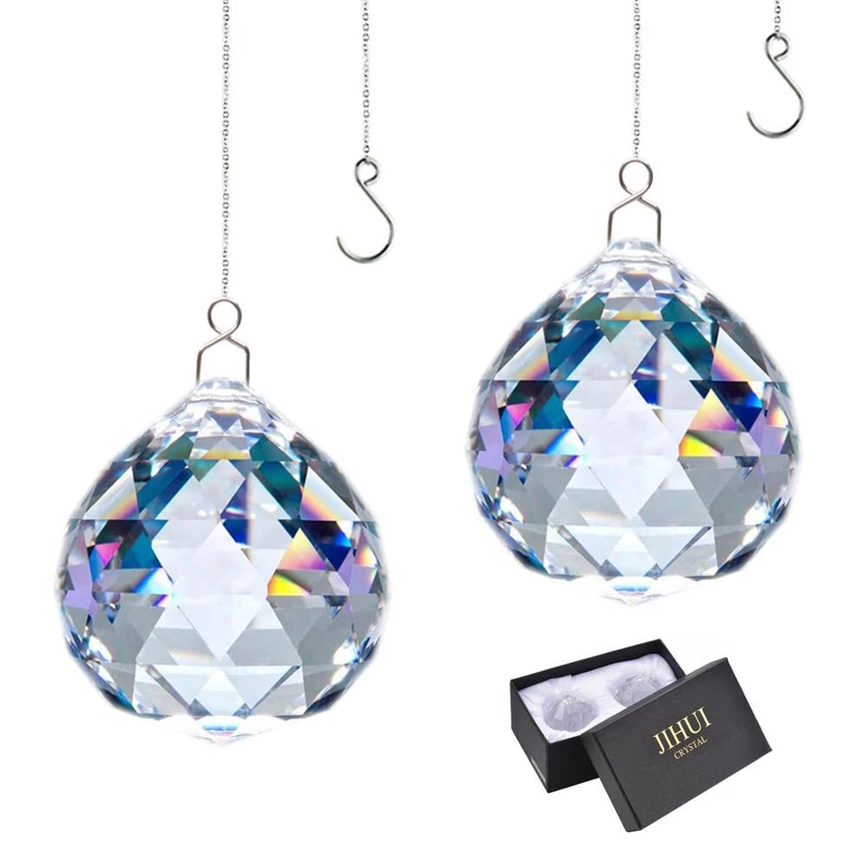 Jihui Suncatcher Crystals BALL Prism Window Rainbow Maker With Chain for Easy HA