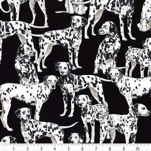 Fat Quarter Pure Breed Dalmatians On Black 100% Cotton Quilting Fabric - Image 1 of 1