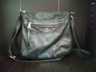 Used Coach Signature Purse Thin Black Gold Designer Bag 12x11x2" ~ Trl4#324 - Image 1 of 4