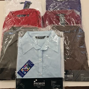 PREMIER LADIES OFFICE WORK FORMAL SHIRT. POPLIN. SHORT SLEEVE BLOUSE *EL2 - Picture 1 of 11