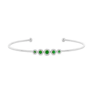 Brazalete Brazalete Oro Blanco 14K Diamante Granate Verde Natural 0.43 CT - Imagen 1 de 2
