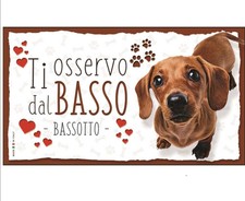 Targhetta targa 22x12cm in mdf animali cane BASSOTTO da appendere