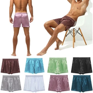 Mens Silk Satin Robes Nightgown Half Sleeve Kimono Bathrobe Sleepwear Boxer Set - Picture 1 of 28