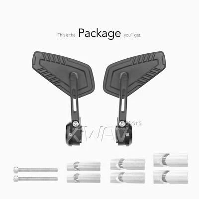 Espejos retrovisores de extremo de barra de peso pesado delgado HOJA negro barra hueca ID 14-24mm se adapta a Ducati Foto 1 de 4