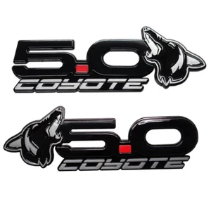 Silver Howling Coyote 5.0 Fender Emblems Fits 15-24 Mustang, F150, Coyote Swap - Picture 1 of 2