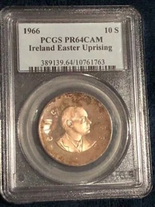 🇮🇪 IRELAND  1966 10 SHILLINGS EASTER RISING ANNIVERSARY PCGS PR 64 CAM 🇮🇪 - Picture 1 of 5
