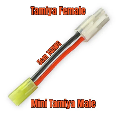 ✅ Adapter Mini Tamiya Male auf Tamiya Female Lipo Akku Kabel 5cm 14AWG RC ✅ - Bild 1 von 4