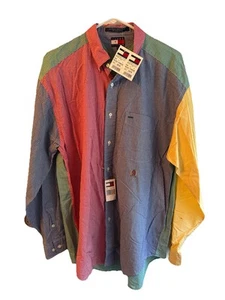 Herren Vintage Tommy Hilfiger gestreift kariert Button-Down groß mit Etikett - Bild 1 von 3