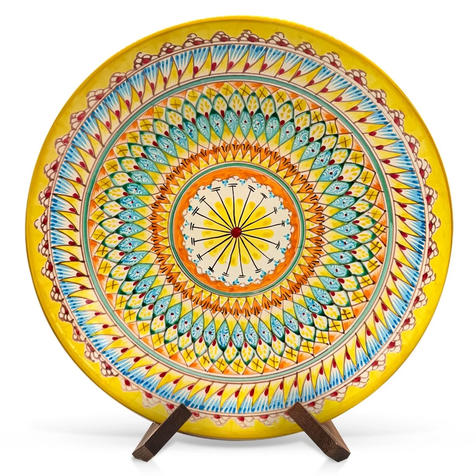 Lagan Risсhtan Keramik Handarbeit Ø 42 cm Kazan Ляган Риштан Muster gelb MIX - Bild 1 von 1