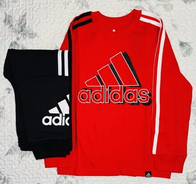 Pantalones de chándal Adidas rojos/negros/blancos de manga larga y negros/blancos para niños pequeños talla/5 Foto 1 de 4