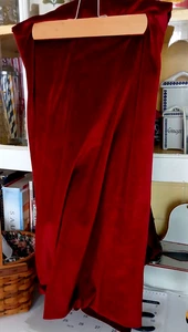 Stretch Velvet Polyester RED Fabric remnant 70"long 60" widest top tapers to 22" - Picture 1 of 2