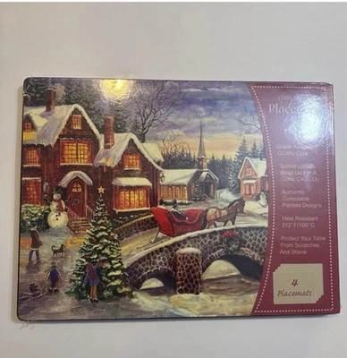 2008 Benson Mills Cork Backed Placemats Christmas Lot of 4 - Image 1 of 4