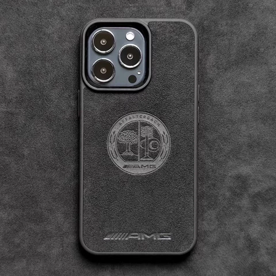 MARKENLOS Alcantara Handy Schutz Hülle Case Für Apple iPhone 15 Pro Stil Für Mercedes AMG
