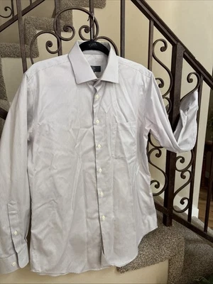 Pronto Uomo Platinum Egyptian Cotton 16 32/33 Grey & White Striped Dress Shirt - Image 1 of 4