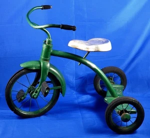 Vintage AMF Junior Hard Rubber Wheels Tricycle Trike - Green - Picture 1 of 8