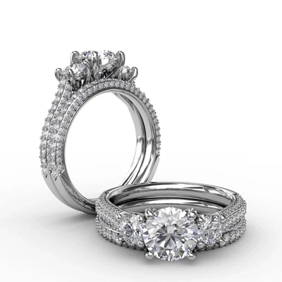 Juego de anillos de compromiso de oro blanco de 18 k cultivados en laboratorio redondo diamante certificado IGI 3,5 quilates Foto 1 de 4