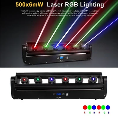 New Version 6x500mw 6 Eyes RGB-RGB Moving Head Laser Light For Bar DJ Stage - Image 1 of 4