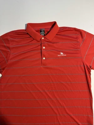 Polo Page & Tuttle Kauai Lagoons tamanho XL, listrado branco vermelho estilo dry fit legal - Imagem 1 de 4