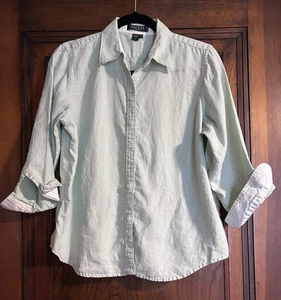 LAUREN RALPH LAUREN Damen grün Leinen Hemd Knopfleiste Größe PL - Bild 1 von 5