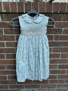 Vestido Vintage Calado Orient Expressed Inc Floral Rayas Verdes Talla 5 Algodón - Imagen 1 de 5