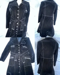 Vintage 60er 70er Jahre DAMEN SCHWARZ SAMT HIPPIE DISCO PRINZESSIN PENNY LANE MANTEL JACKE - Bild 1 von 18