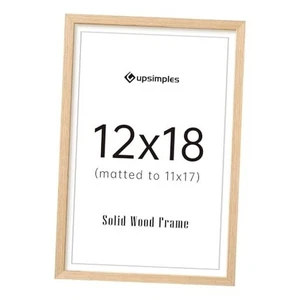  Frame Solid Wooden Picture Frames, Display 11x17 with Mat or 12 12x18 Natural - Picture 1 of 8