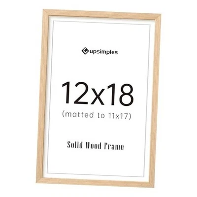  Frame Solid Wooden Picture Frames, Display 11x17 with Mat or 12 12x18 Natural - Image 1 of 4