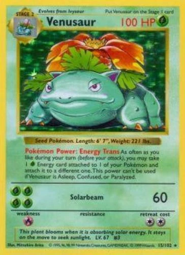 Heavy Play x 1 Venusaur - 15/102 - Holo Rare - Shadowless Edition Base Set - Sha - Image 1 of 1
