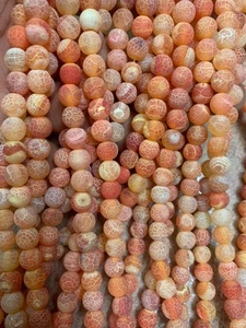 480 pezzi eccellente raro drago tibetano vena agata arancione naturale Dzi perline 8 mm - Foto 1 di 3