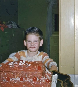 Vintage Stereo Realist Photo 3D Slide BIRTHDAY BOY Billy Cake - Picture 1 of 2
