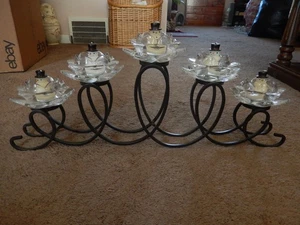 Mikasa Clear Lotus Loop Tealight Runner Candelabra Centerpiece 22" Discontinued - Picture 1 of 24