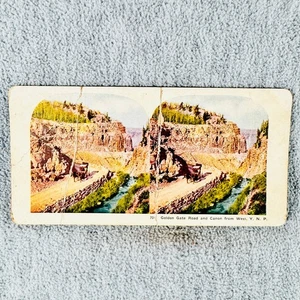 Antique Stereoview Golden Gate Road & Canyon West Yellowstone N.P. - Picture 1 of 3