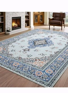 Rug New Area Rug 5’ x 7’ - Blue Modern Indoor Carpet Medallion Living Room - Picture 1 of 6