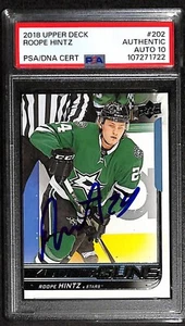 Roope Hintz Dallas Signed 2019 Upper Deck Young Guns Rookie AUTO 10 PSA/DNA - Picture 1 of 3