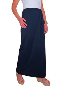 Damen Elastische Taille Maxirock Volle Länge Büro Tag Marineblau Größe 10-22 - Bild 1 von 4