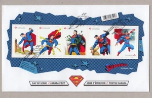 SUPERMAN = Comic book Hero = Souvenir Sheet  Official FDC Canada 2013 - Picture 1 of 3