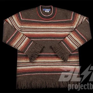 COMME des GARCONS JUNYA WATANABE MAN STRIPED SWEATER CDG BROWN SIZE L LARGE - Picture 1 of 4