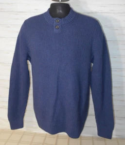 DULUTH TRADING tg. MAGLIONE GRANDE uomo blu COTONE PESANTE maglia Henley collo bottoni - Foto 1 di 11