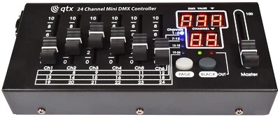 QTX  24 Channel Mini DMX Controller 6 Channel Sliders And 4-Way Page Selector - Image 1 of 4