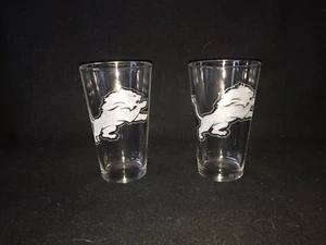 Detroit Lions Hand Etched (with a Dremel) Pint Glasses! - Picture 1 of 3