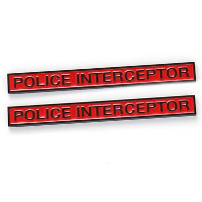 2x Black Red INTERCEPTOR_POLICE Side Fender Emblem for Explore Crown Victoria Foto 1 de 4